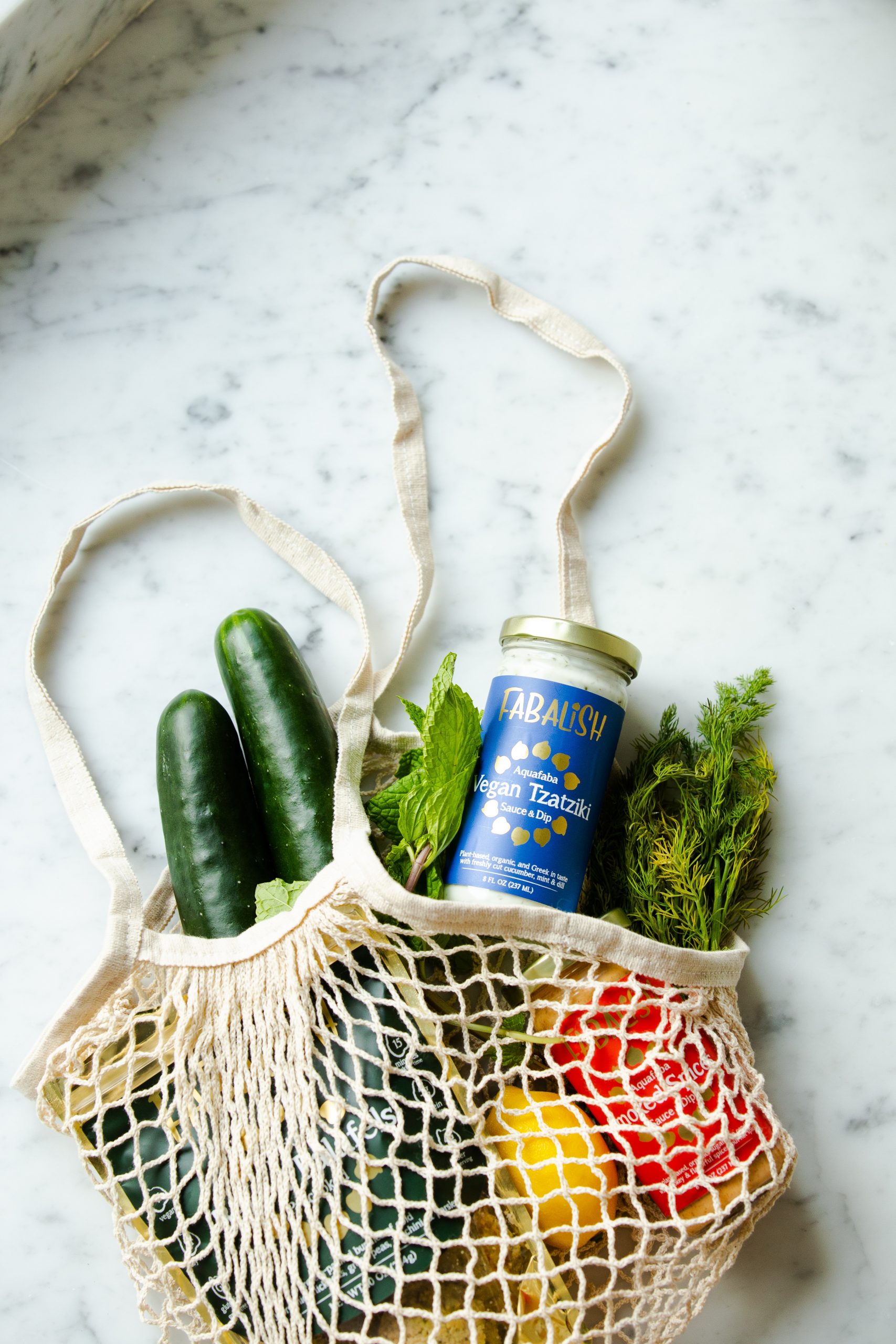 Mesh bag with veggies